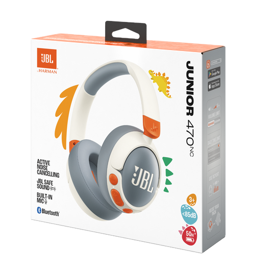 JBL Junior 470NC - White - Wireless over-ear noise cancelling kids headphones - Detailshot 15